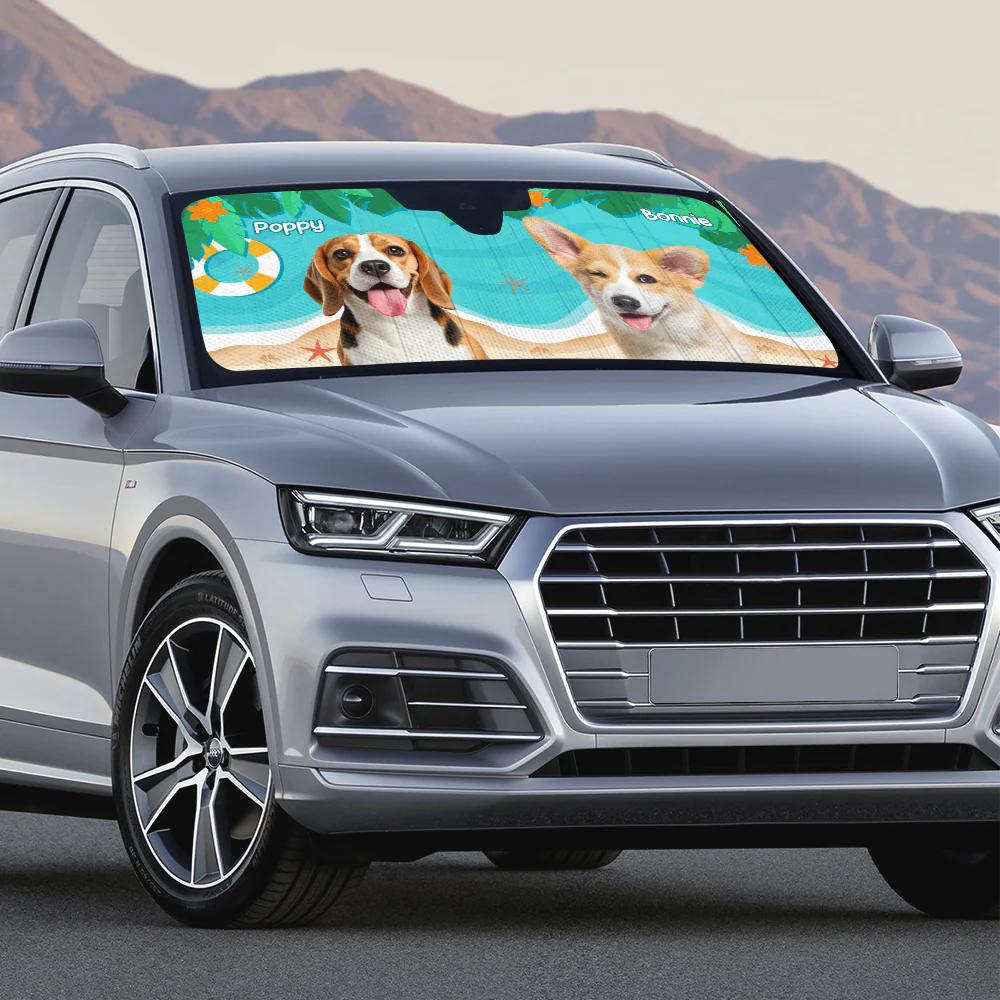 Dog Hello Summer Photo - Personalized Custom Car Sunshade - Image 4