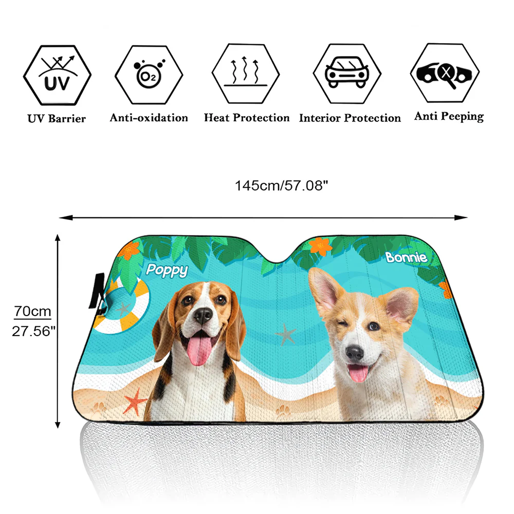 Dog Hello Summer Photo - Personalized Custom Car Sunshade - Image 6