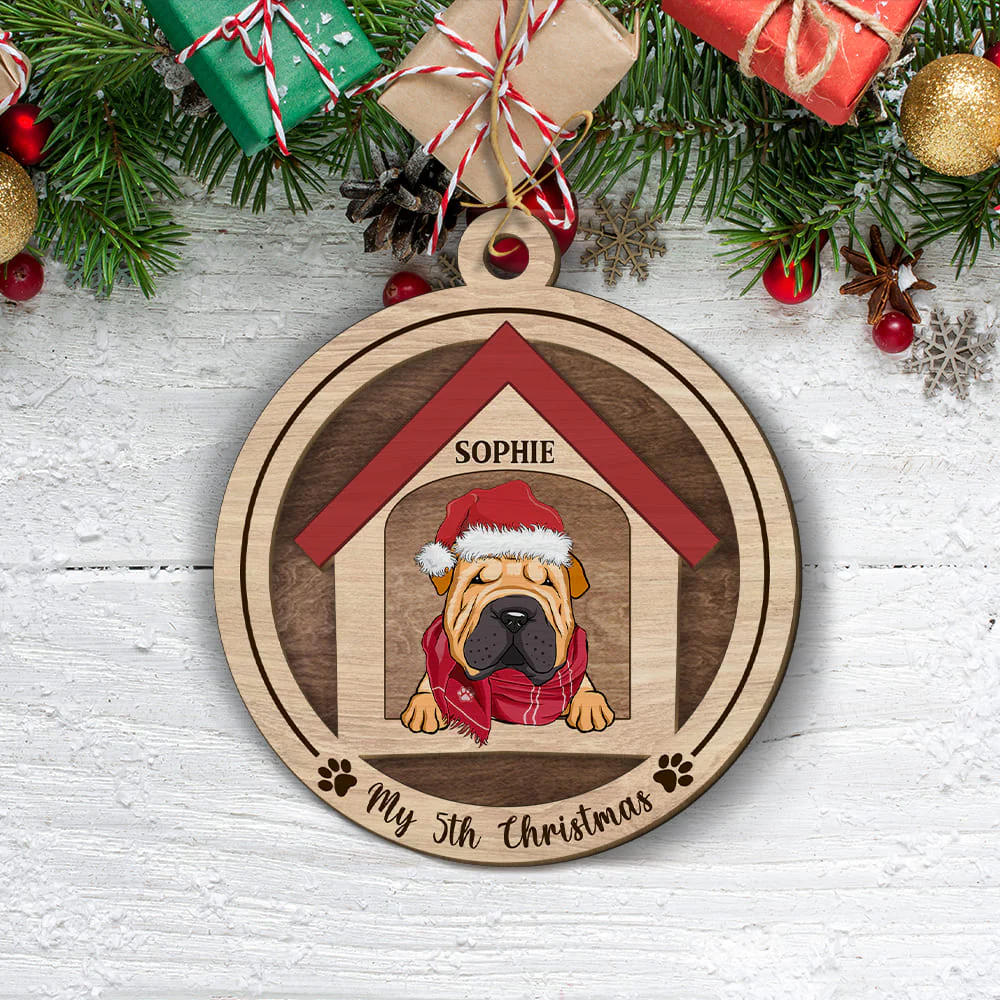 Dog House - Personalized Custom 2-layered Wood Ornament - Image 3
