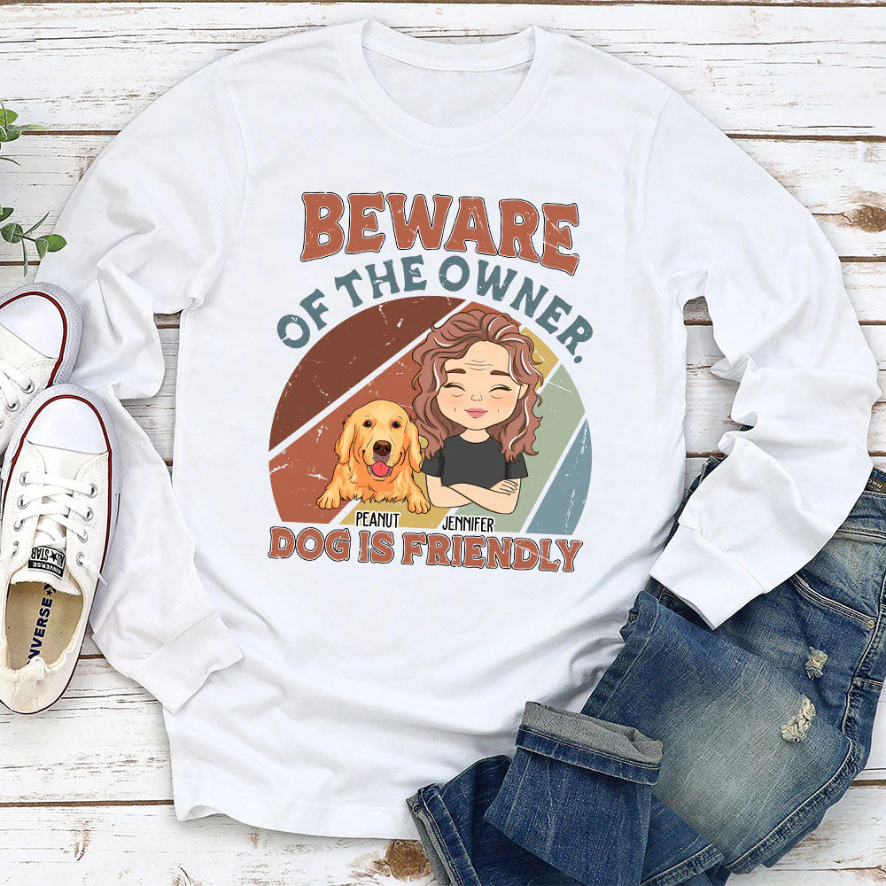 Dog Is Friendly - Personalized Custom Long Sleeve T-shirt - Image 2