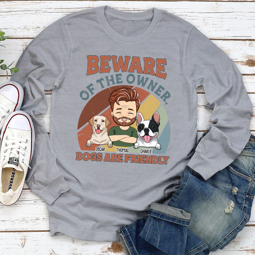 Dog Is Friendly - Personalized Custom Long Sleeve T-shirt - Image 3
