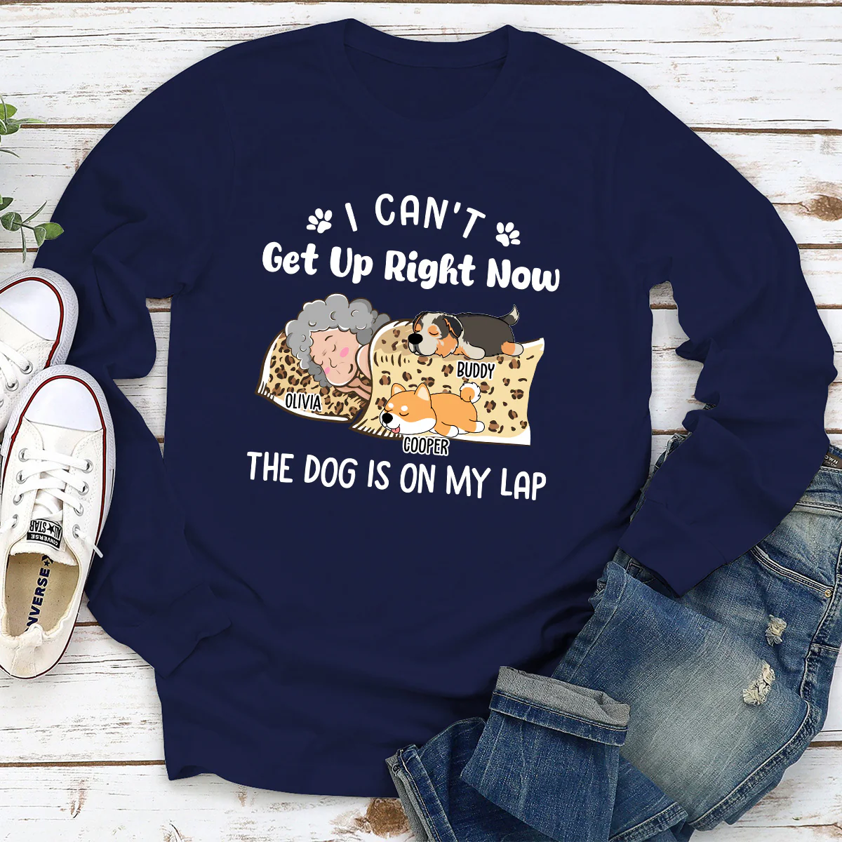 Dog Is On My Lap - Personalized Custom Long Sleeve T-shirt - Image 2