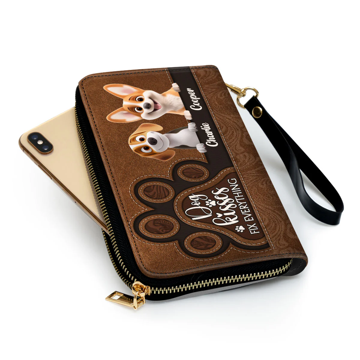 Dog Kisses Fix Everything - Personalized Custom Leather Wallet - Image 3