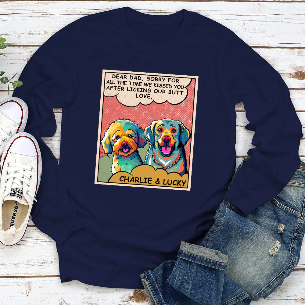 Dog Kissing You - Personalized Custom Long Sleeve T-shirt - Image 3