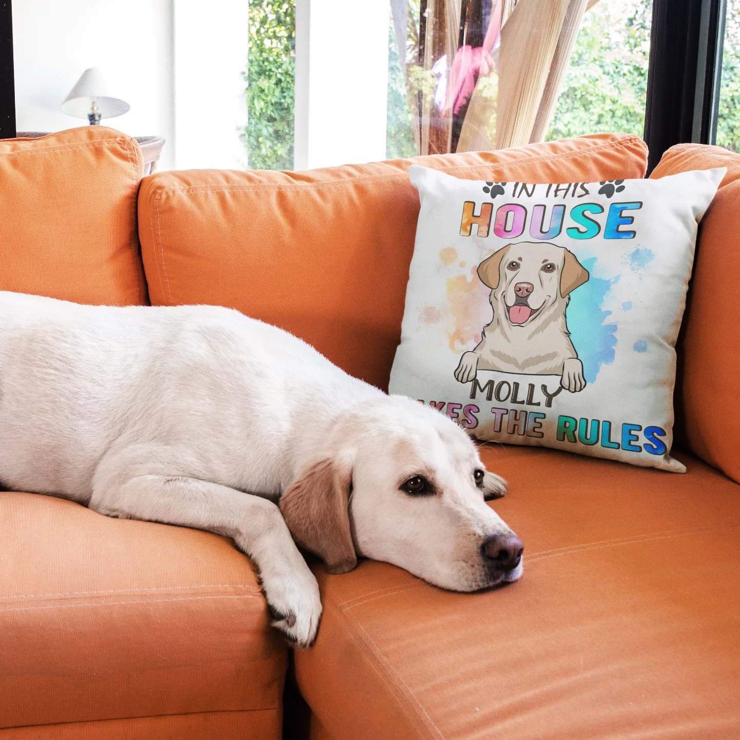 Dog Makes Rules - Personalized Custom Throw Pillow - Image 3