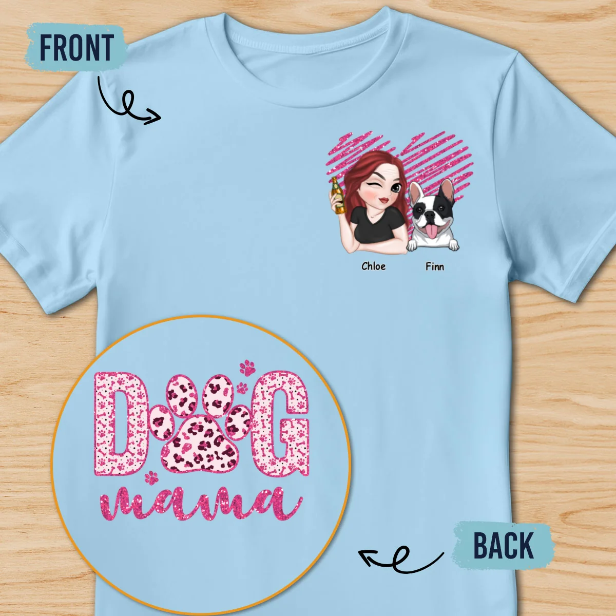 Dog Mama - Personalized Custom Back And Front Printed Unisex T-Shirt - Image 10