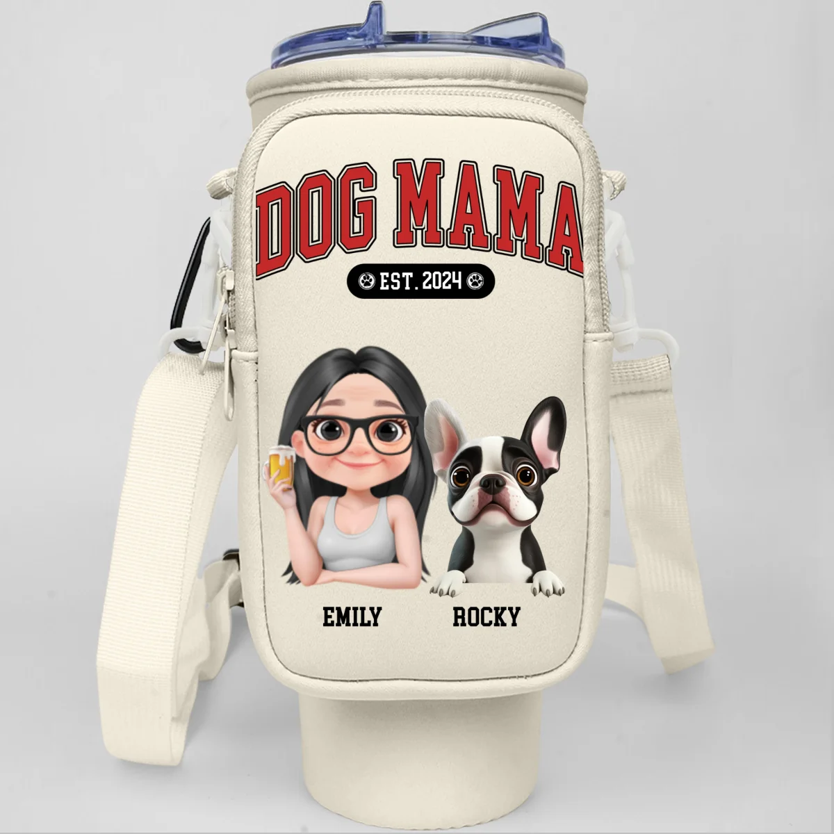 Dog Mama - Personalized Custom 40oz Water Bottle Carrier Bag - Image 9