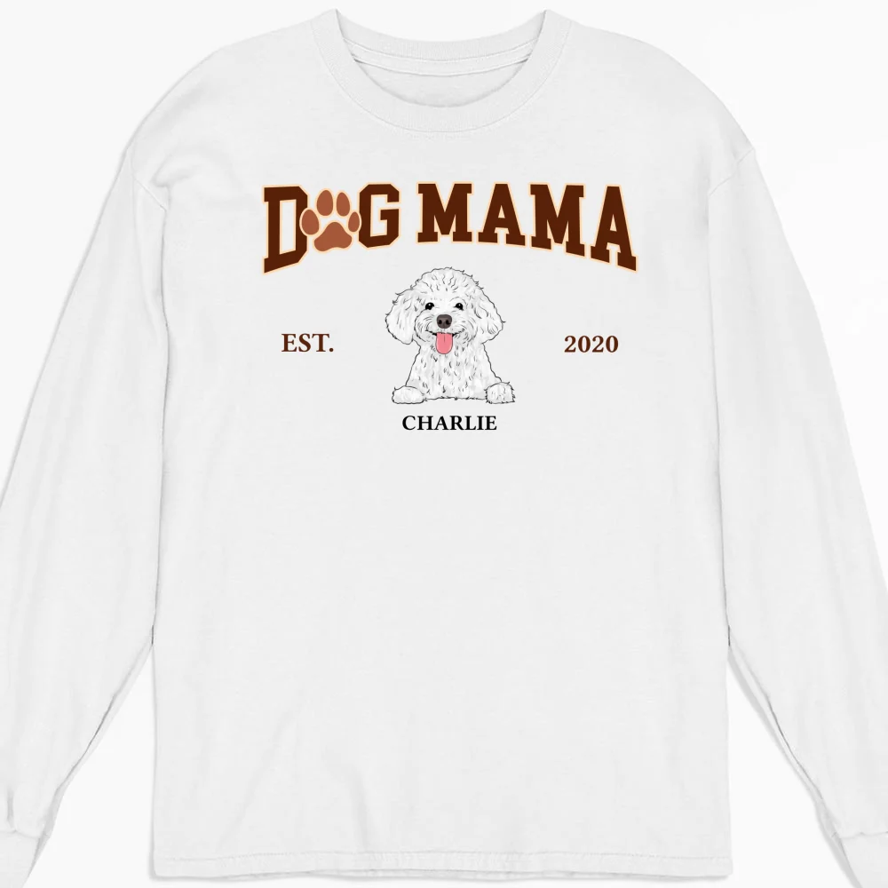 Dog Mama Since - Personalized Custom Long Sleeve T-shirt - Image 5