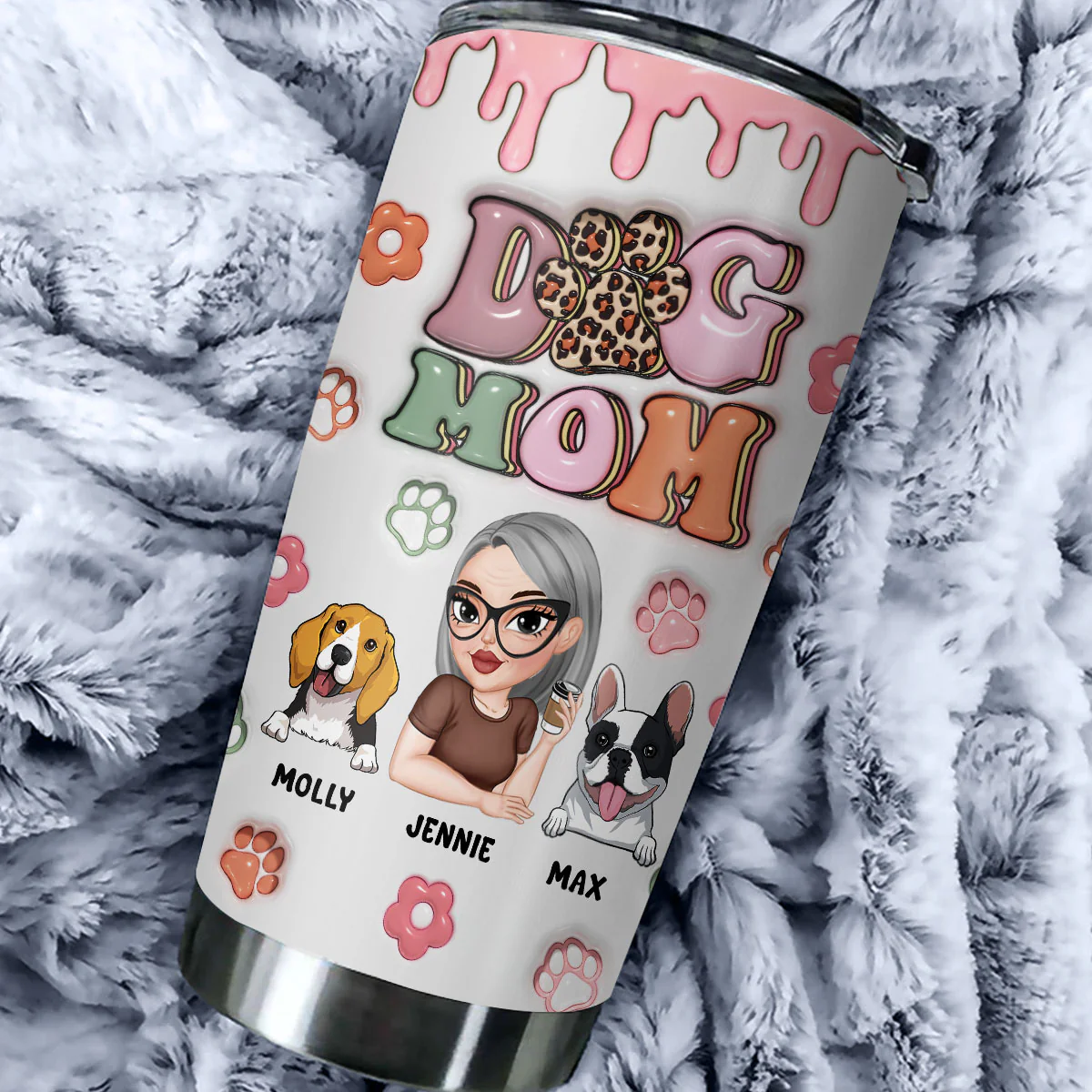 Dog Mama Slay - Personalized Custom 3D Inflated Effect Tumbler - Image 2