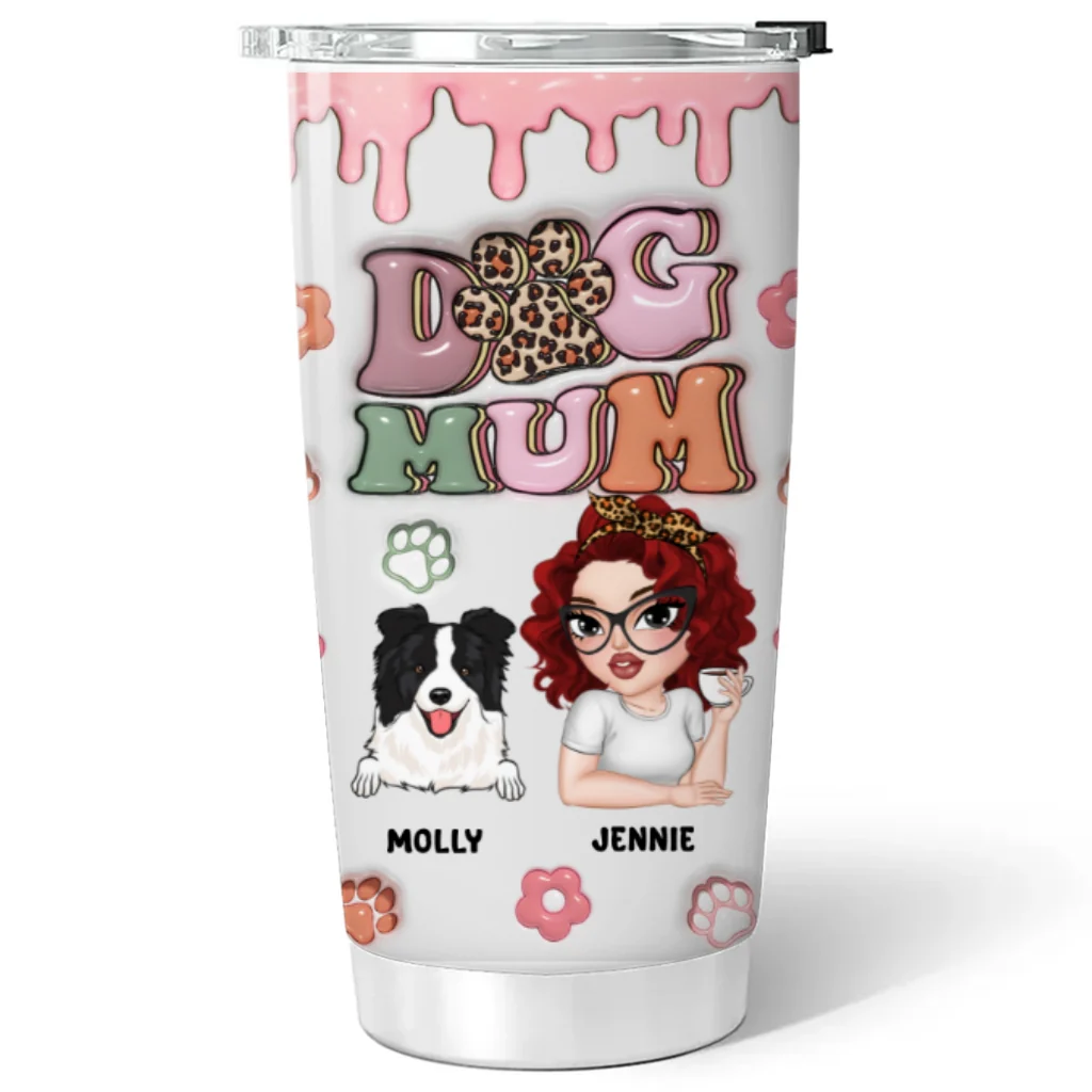 Dog Mama Slay - Personalized Custom 3D Inflated Effect Tumbler - Image 6
