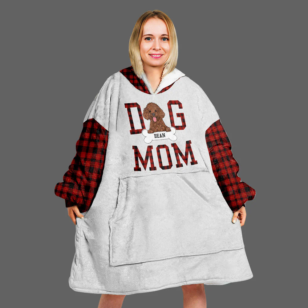 Dog Mom 1 - Personalized Custom Blanket Hoodie - Image 3