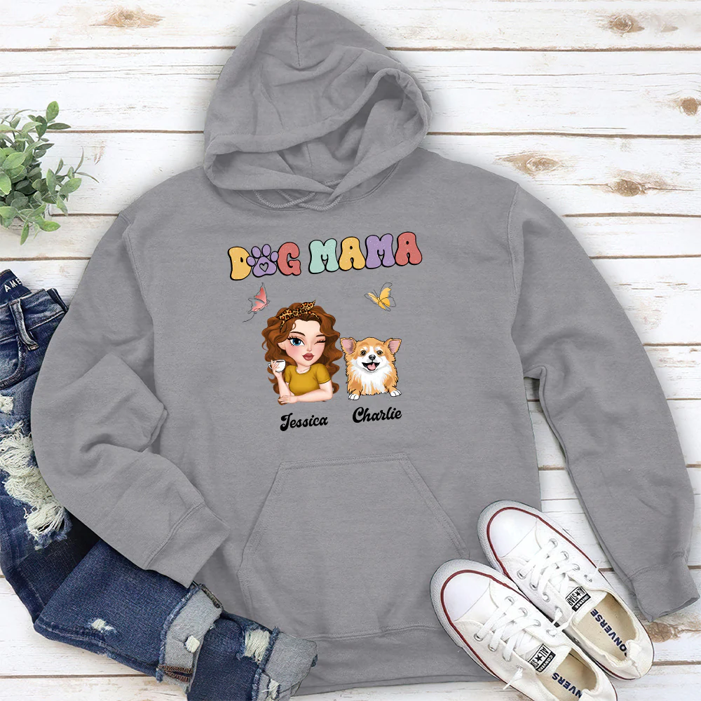 Dog Mom And Her Dogs - Personalized Custom Hoodie - Image 2
