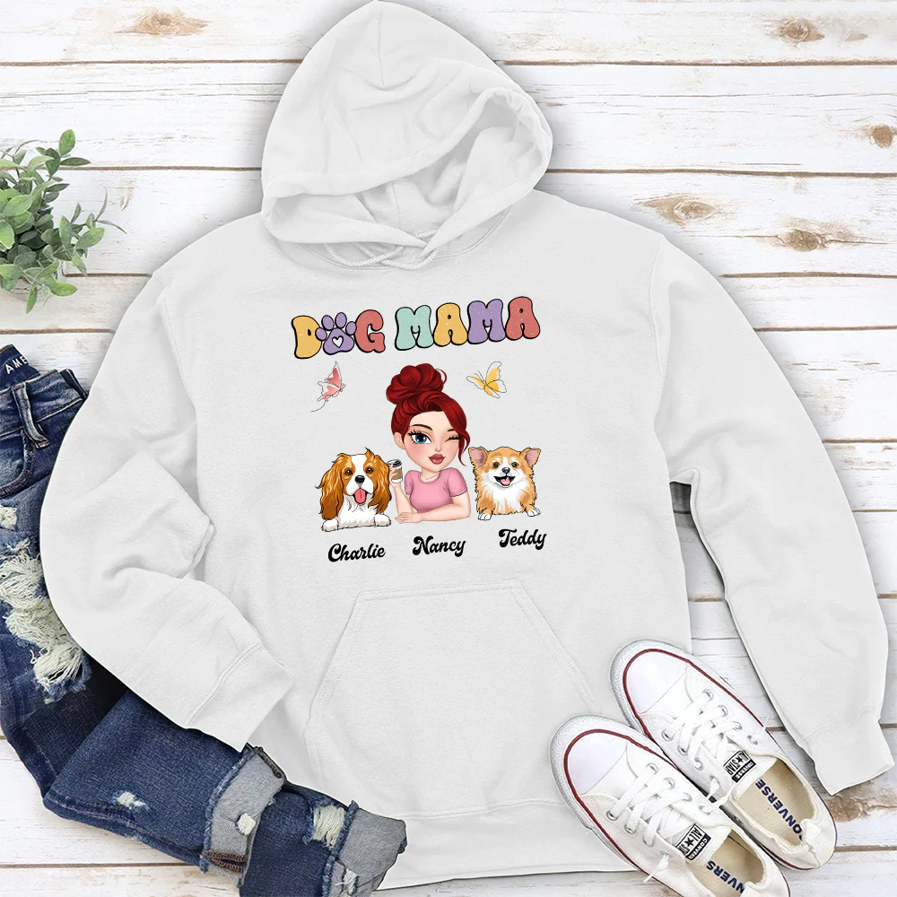 Dog Mom And Her Dogs - Personalized Custom Hoodie - Image 3