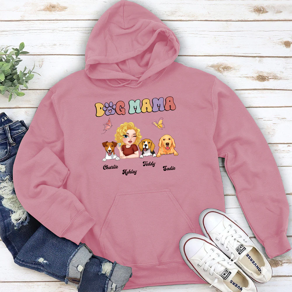 Dog Mom And Her Dogs - Personalized Custom Hoodie - Image 4
