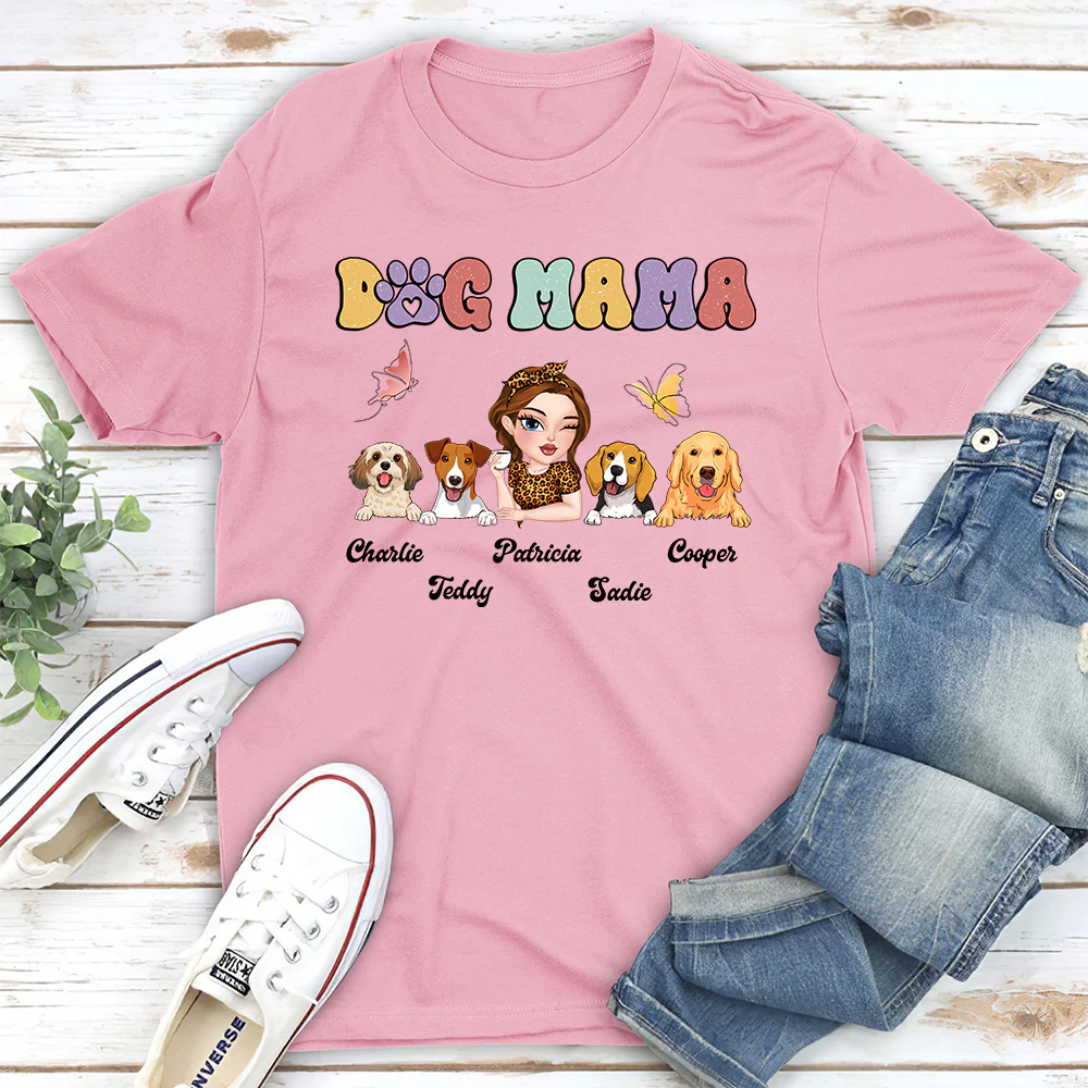 Dog Mom And Her Dogs - Personalized Custom Unisex T-shirt - Image 4