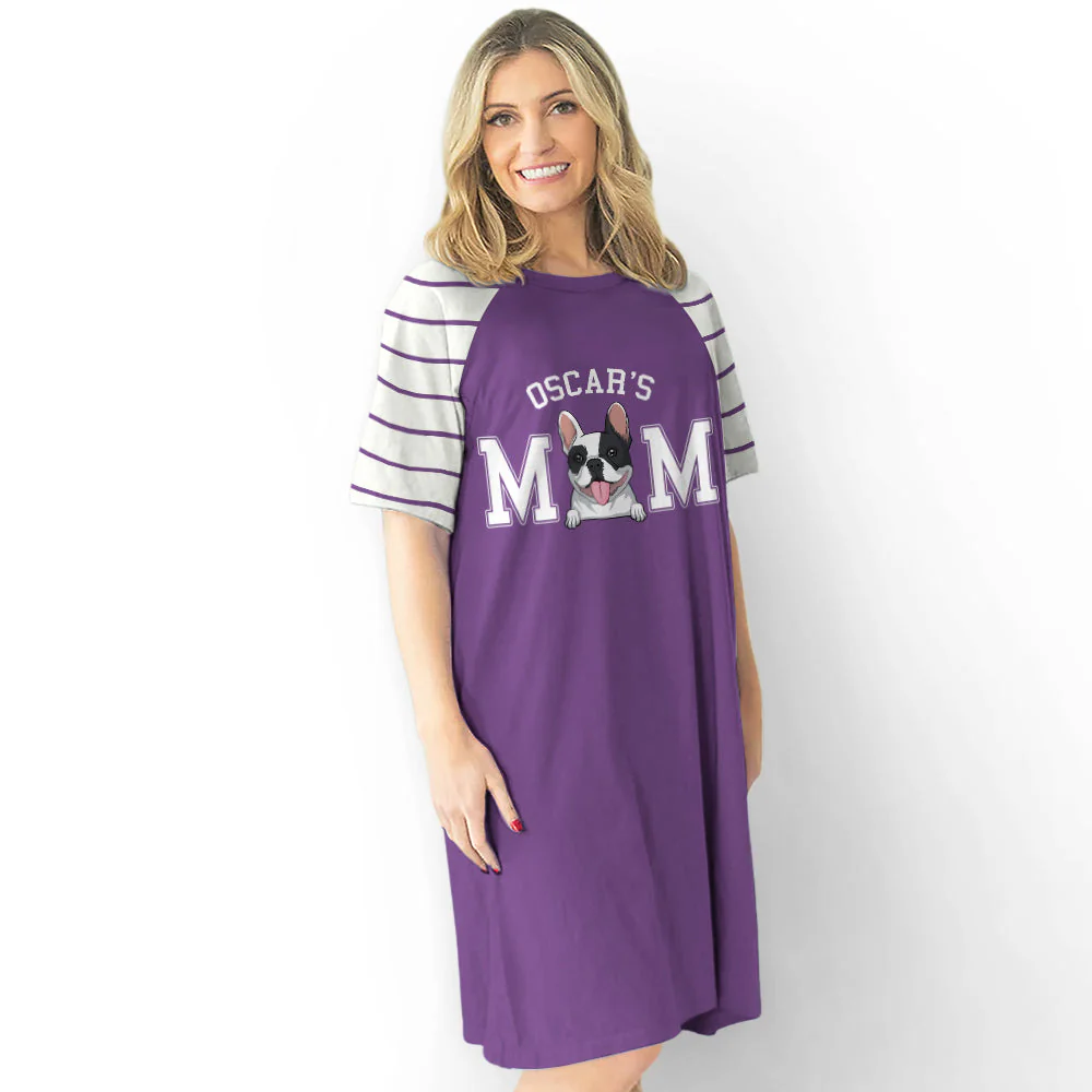 Dog Mom Basic Striped - Personalized Custom 3/4 Sleeve Dress - Image 2