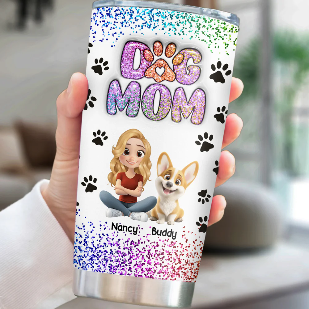 Dog Mom Blink - Personalized Custom 3D Inflated Effect Tumbler - Image 2