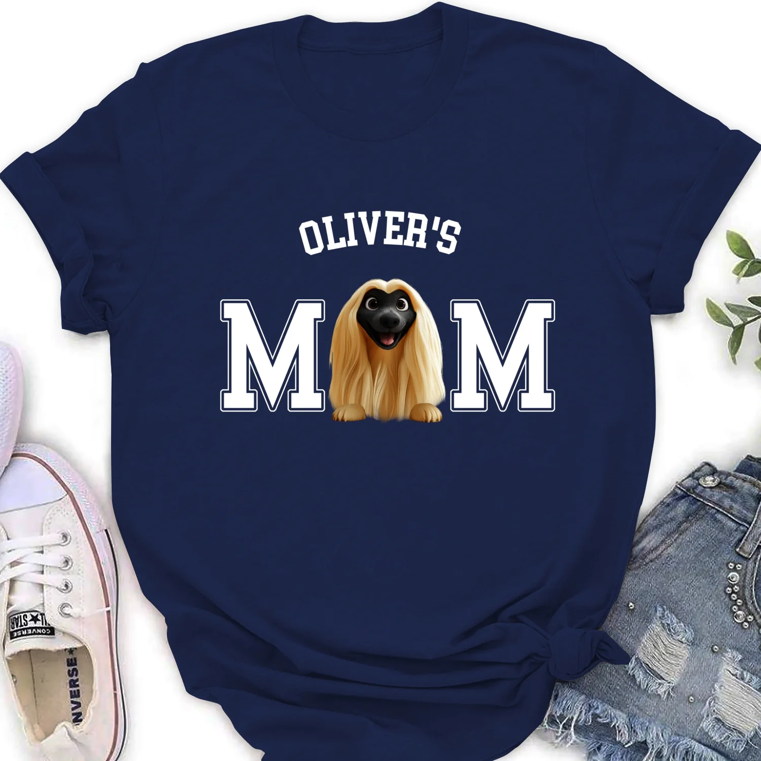 Dog Mom Cartoon Basic - Personalized Custom Women's T-Shirt - Image 7