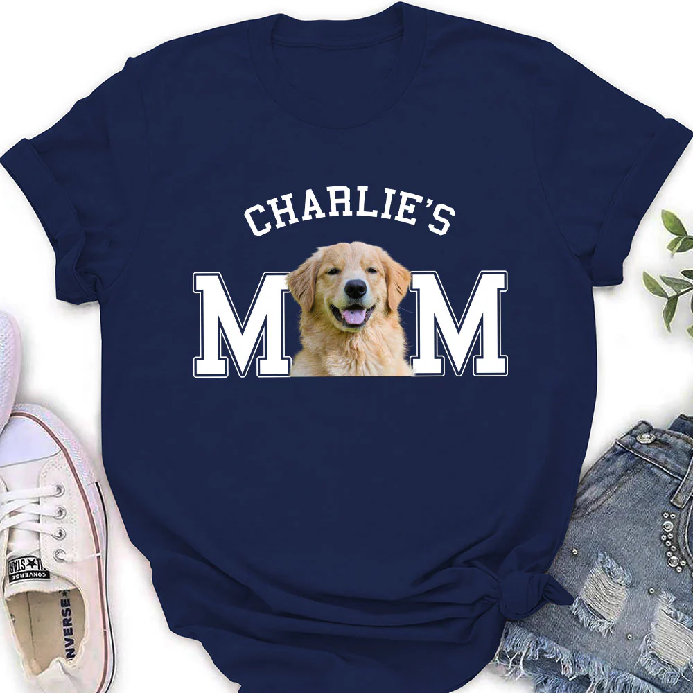 Dog Mom Cartoon Basic Photo- Personalized Custom Women's T-Shirt - Image 2