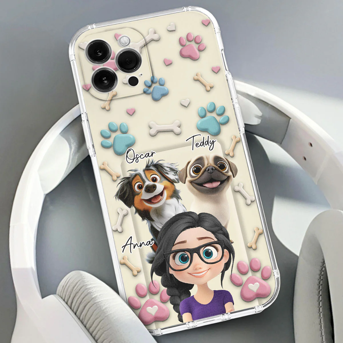 Dog Mom Cartoon - Personalized Custom 3D Effect Phone Case - Image 3