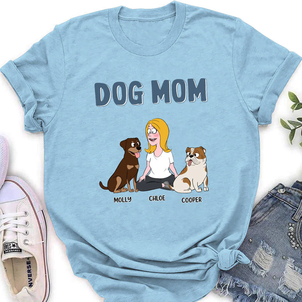 Dog Mom Cartoon - Personalized Custom Women's T-shirt - Image 4