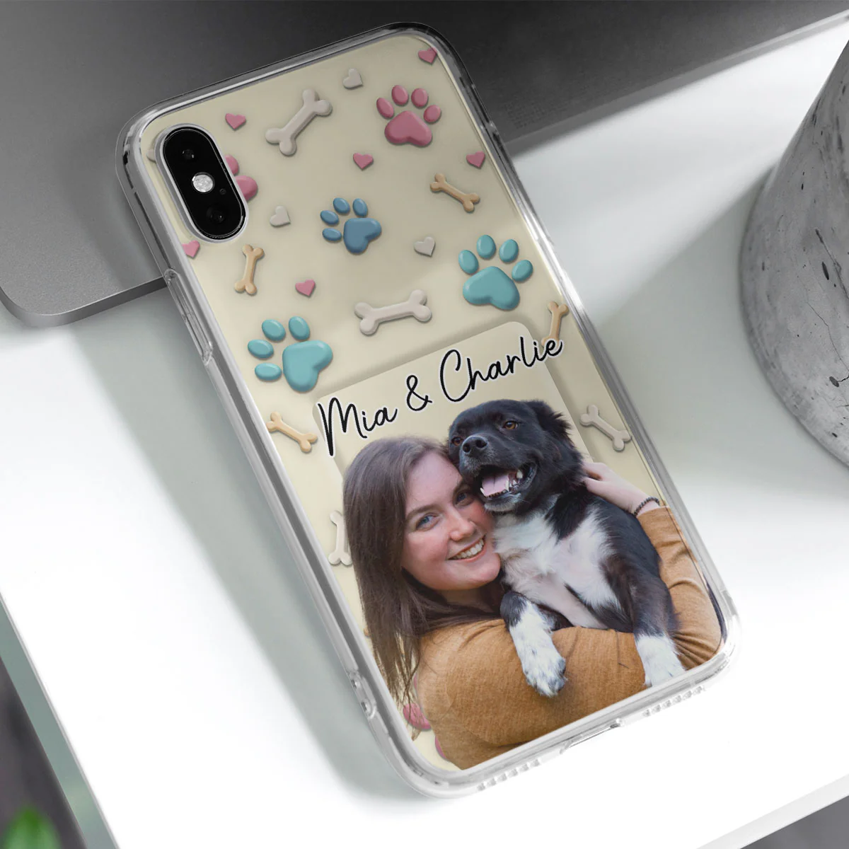 Dog Mom Cartoon Photo - Personalized Custom 3D Effect Phone Case - Image 2