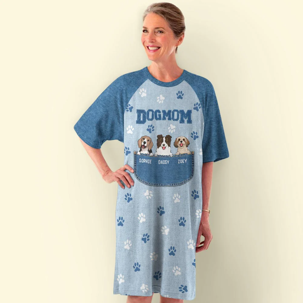 Dog Mom Center Pocket - Personalized Custom 3/4 Sleeve Dress - Image 4