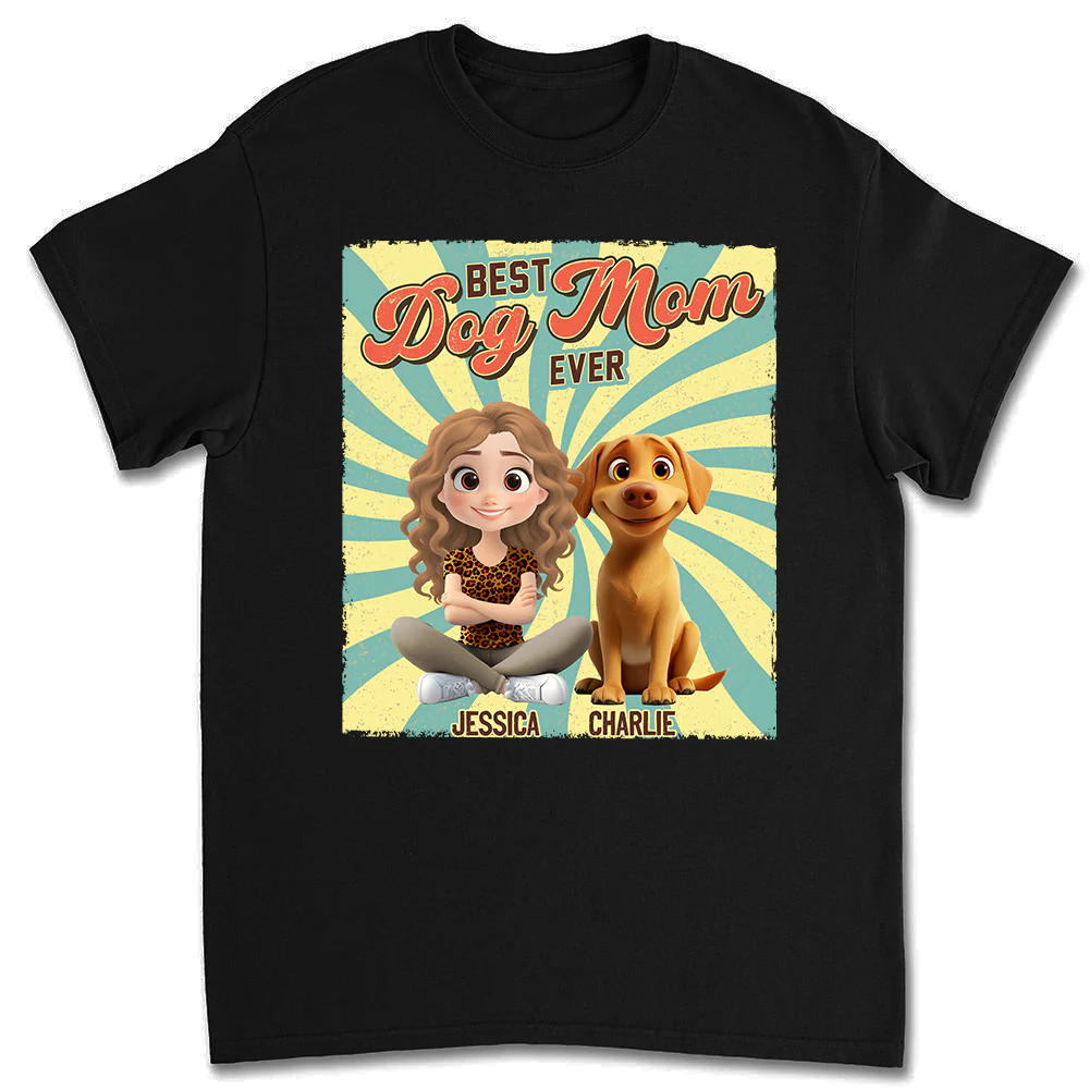 Dog Mom Chibi Funny Shirt - Personalized Custom Unisex T-shirt