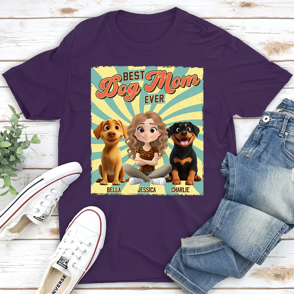 Dog Mom Chibi Funny Shirt - Personalized Custom Unisex T-shirt - Image 3