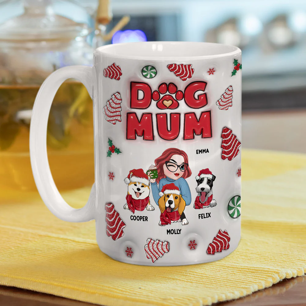 Dog Mom Christmas Cake - Personalized Custom 3D Inflated Effect Mug - Image 10