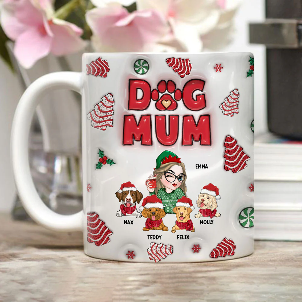 Dog Mom Christmas Cake - Personalized Custom 3D Inflated Effect Mug - Image 5