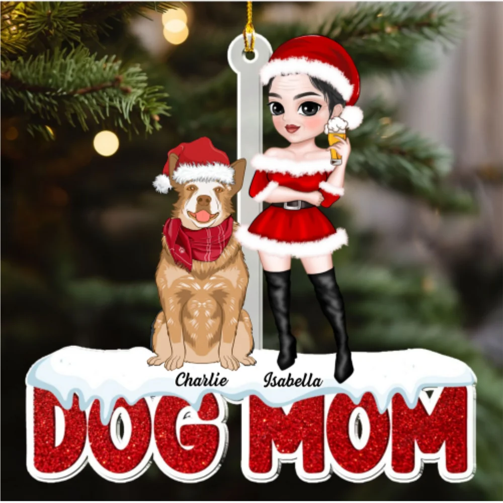 Dog Mom Christmas - Personalized Custom Acrylic Ornament - Image 6