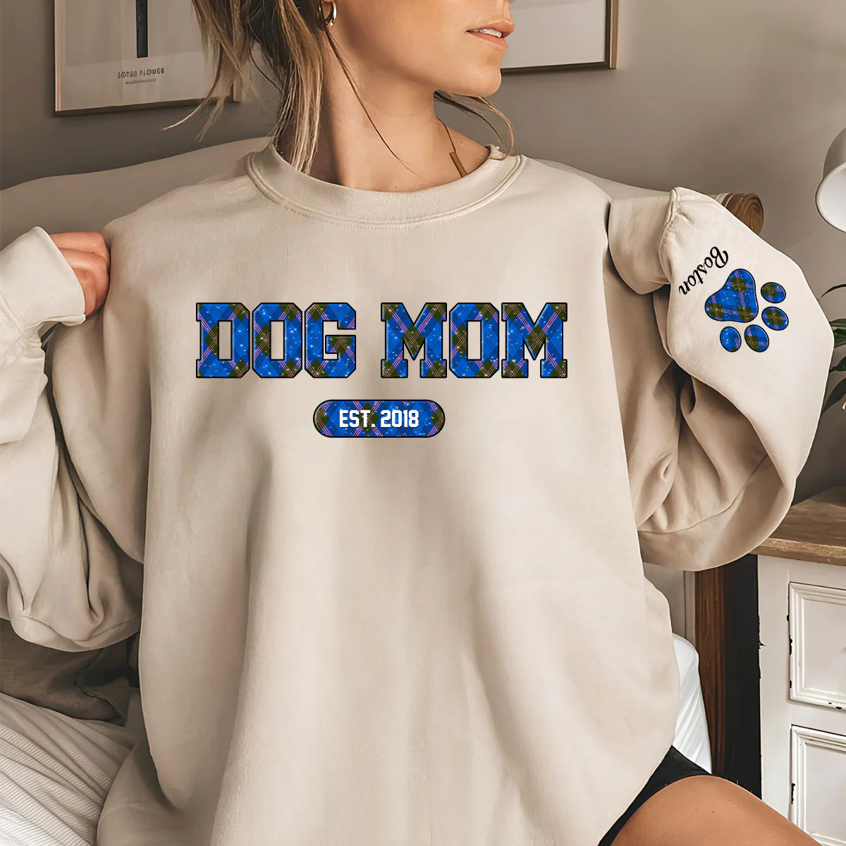 Dog Mom Christmas - Personalized Custom Sweatshirt - Image 3