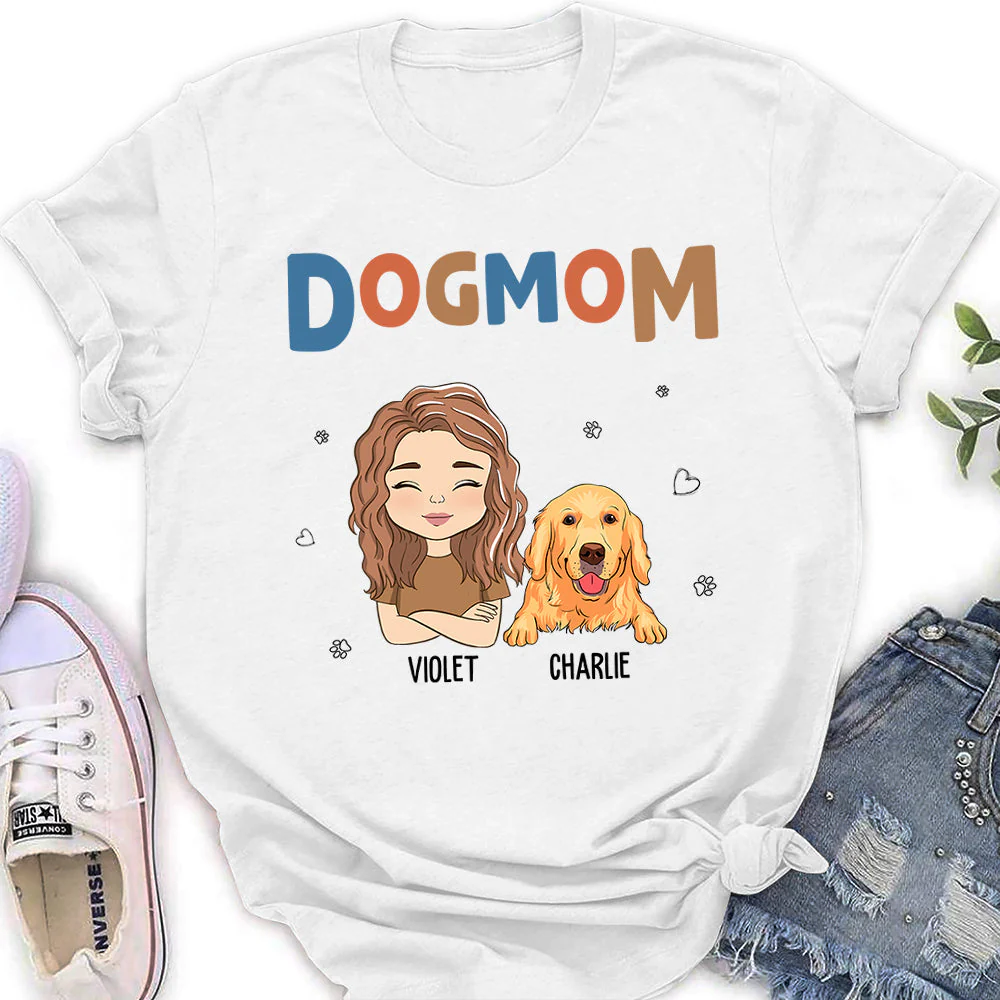 Dog Mom Color - Personalized Custom Women's T-shirt - Image 3