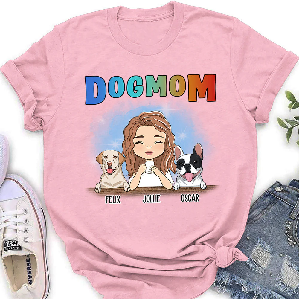 Dog Mom Colorful - Personalized Custom Women's T-shirt - Image 3