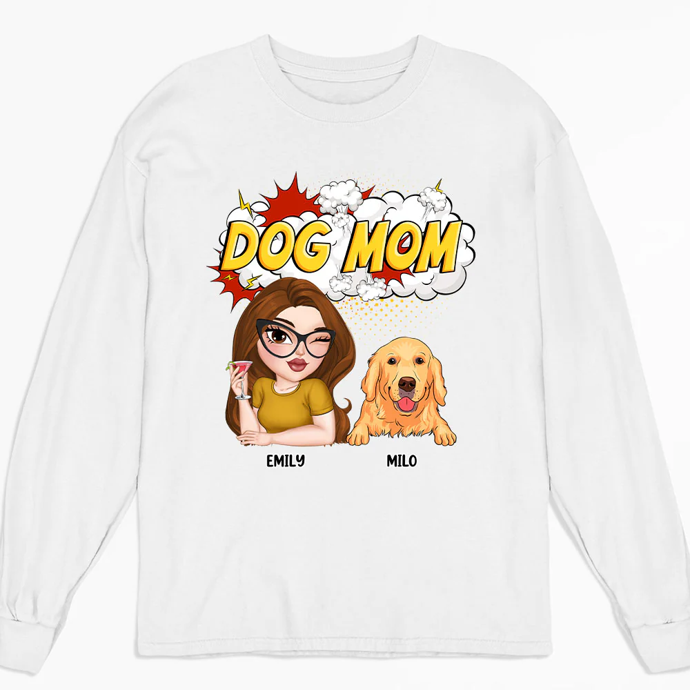Dog Mom Comic - Personalized Custom Long Sleeve T-Shirt