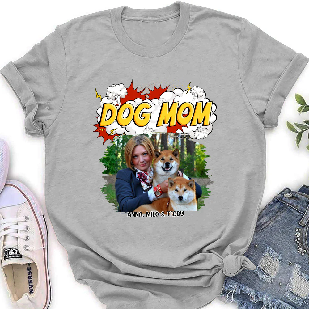 Dog Mom Comic Photo - Personalized Custom Women's T-Shirt - Image 2