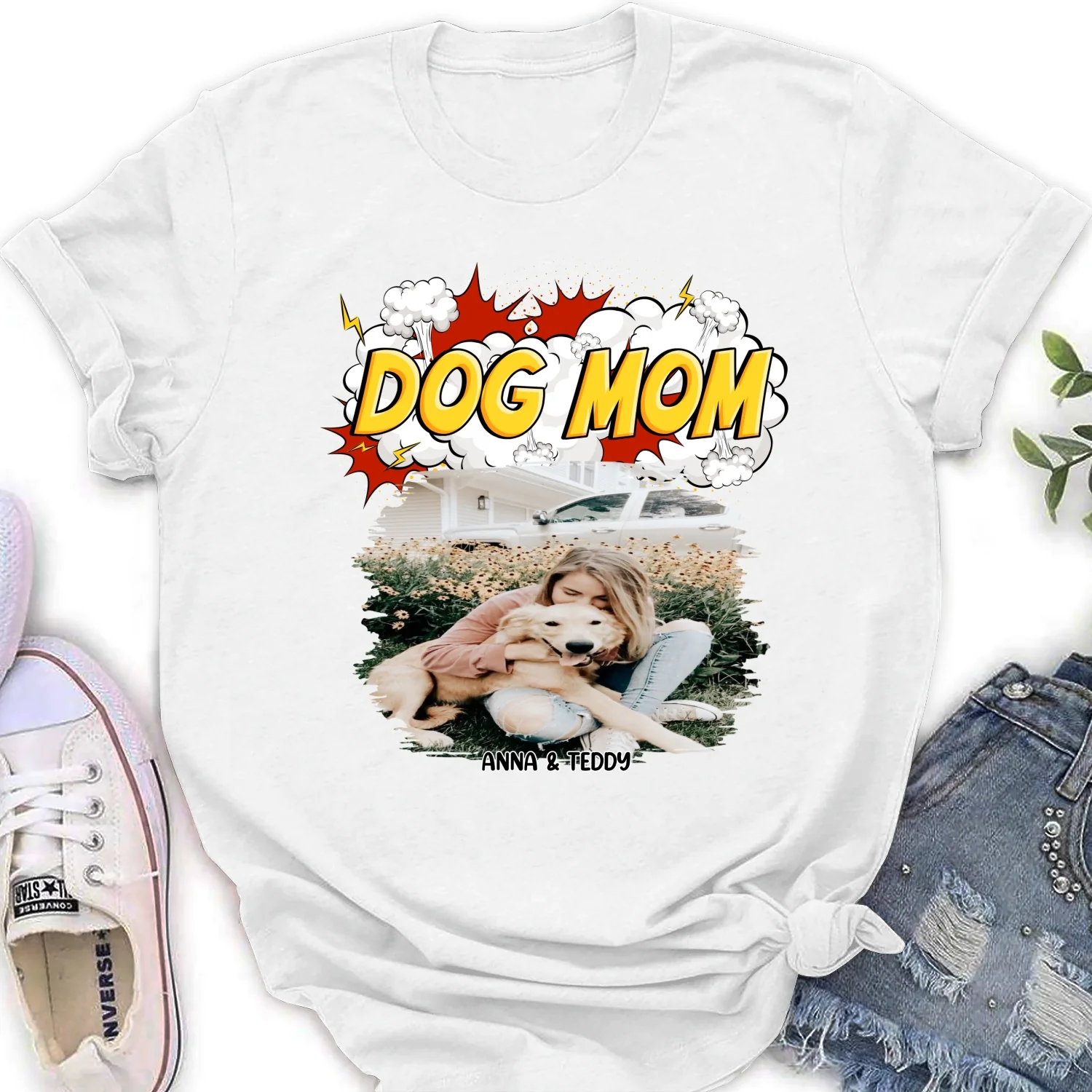 Dog Mom Comic Photo - Personalized Custom Women's T-Shirt - Image 6