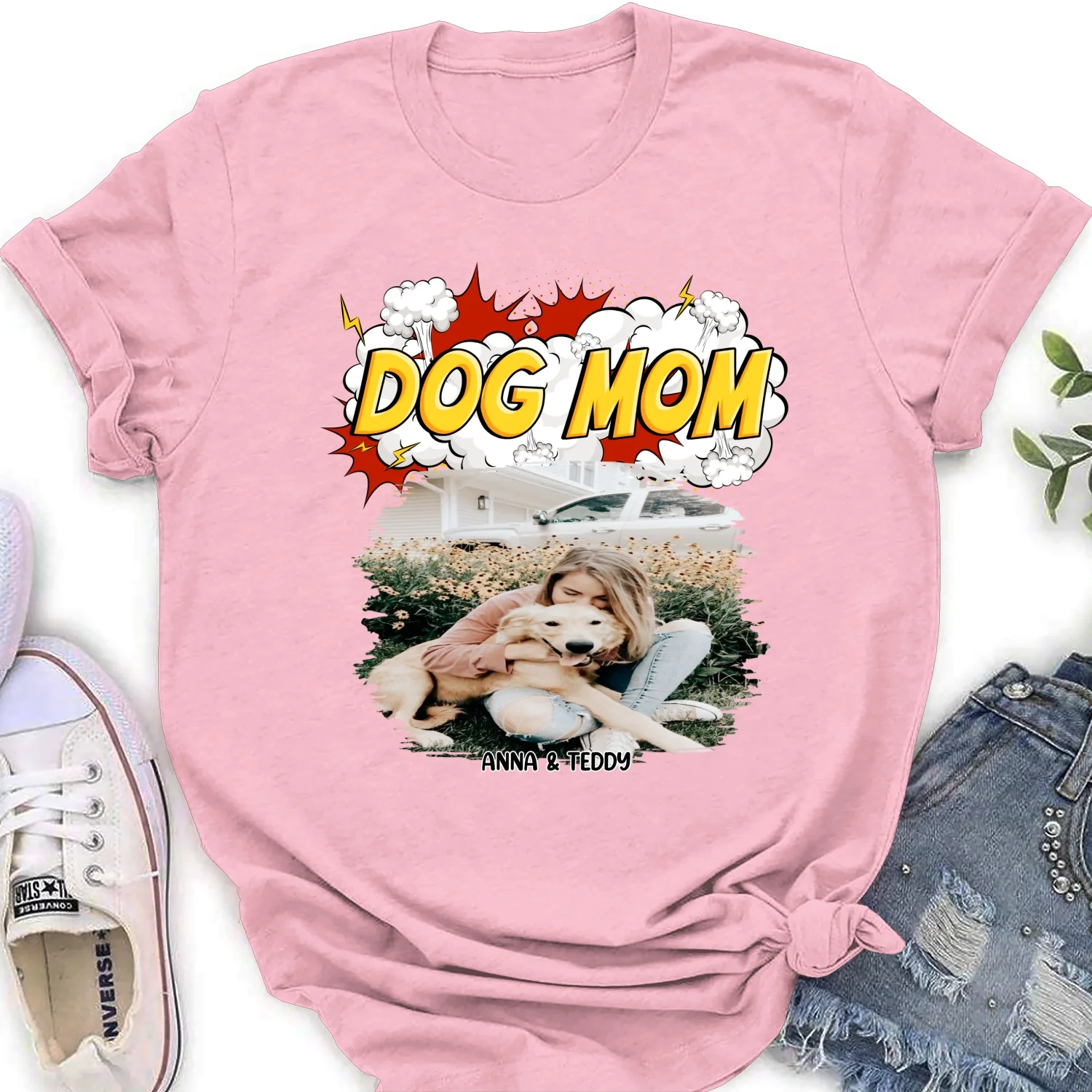 Dog Mom Comic Photo - Personalized Custom Women's T-Shirt - Image 8