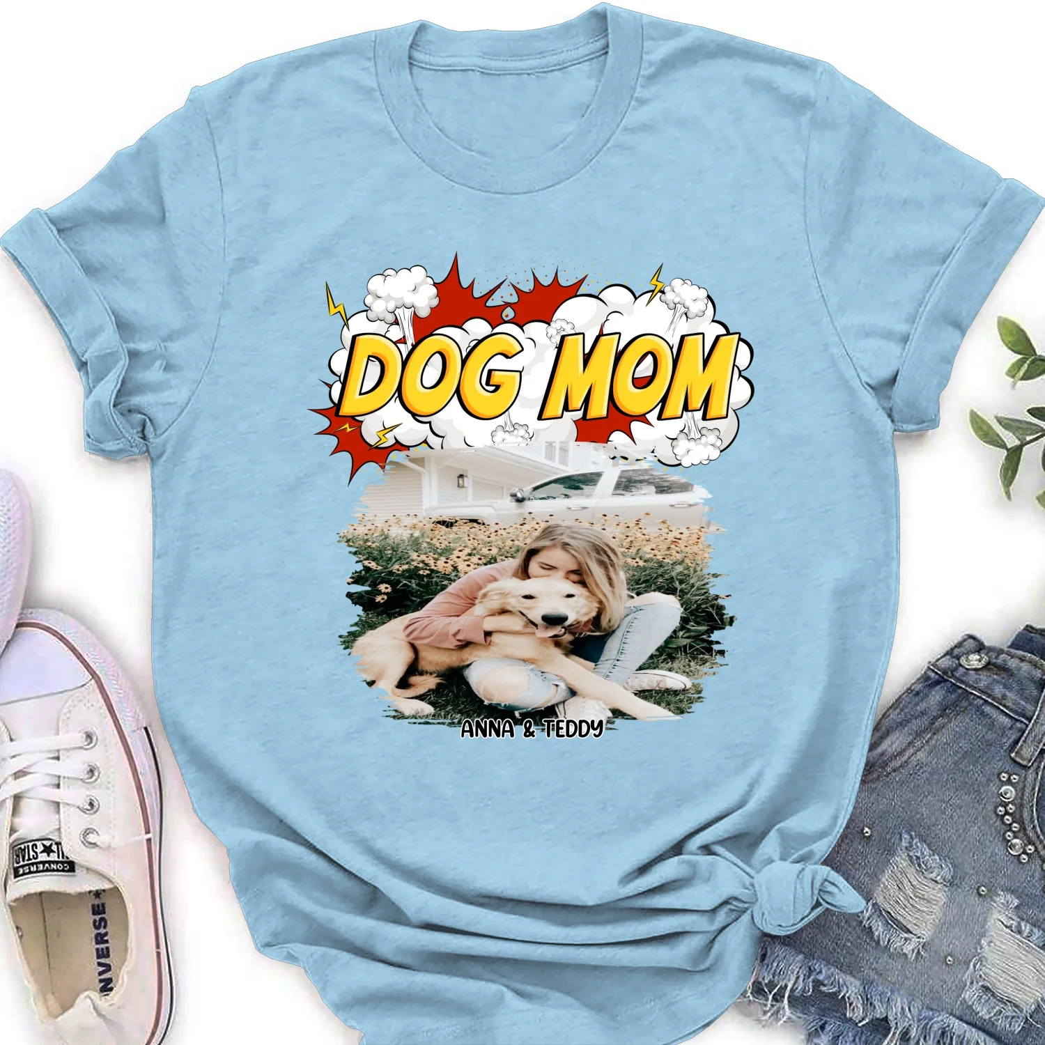 Dog Mom Comic Photo - Personalized Custom Women's T-Shirt - Image 9