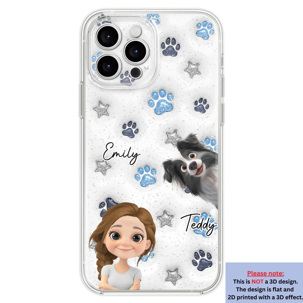 Dog Mom Dad Blue Star - Personalized Custom 3D Inflated Effect Phone Case - Image 30