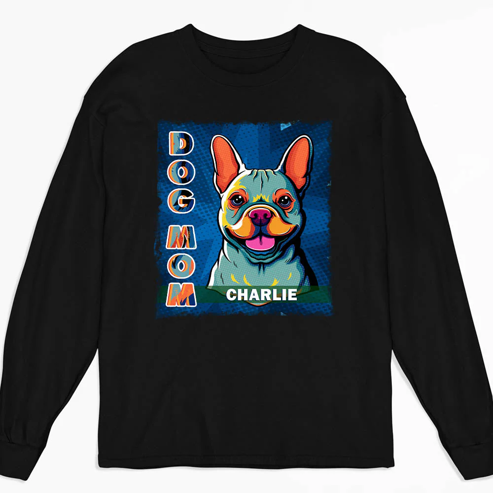 Dog Mom Dad Popart - Personalized Custom Long Sleeve T-shirt