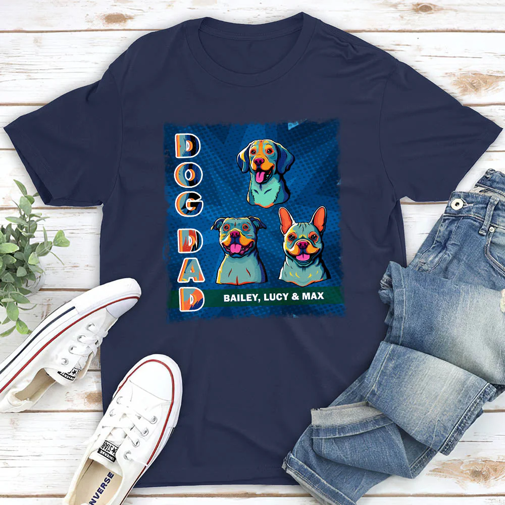 Dog Mom Dad Popart - Personalized Custom Unisex T-shirt - Image 5