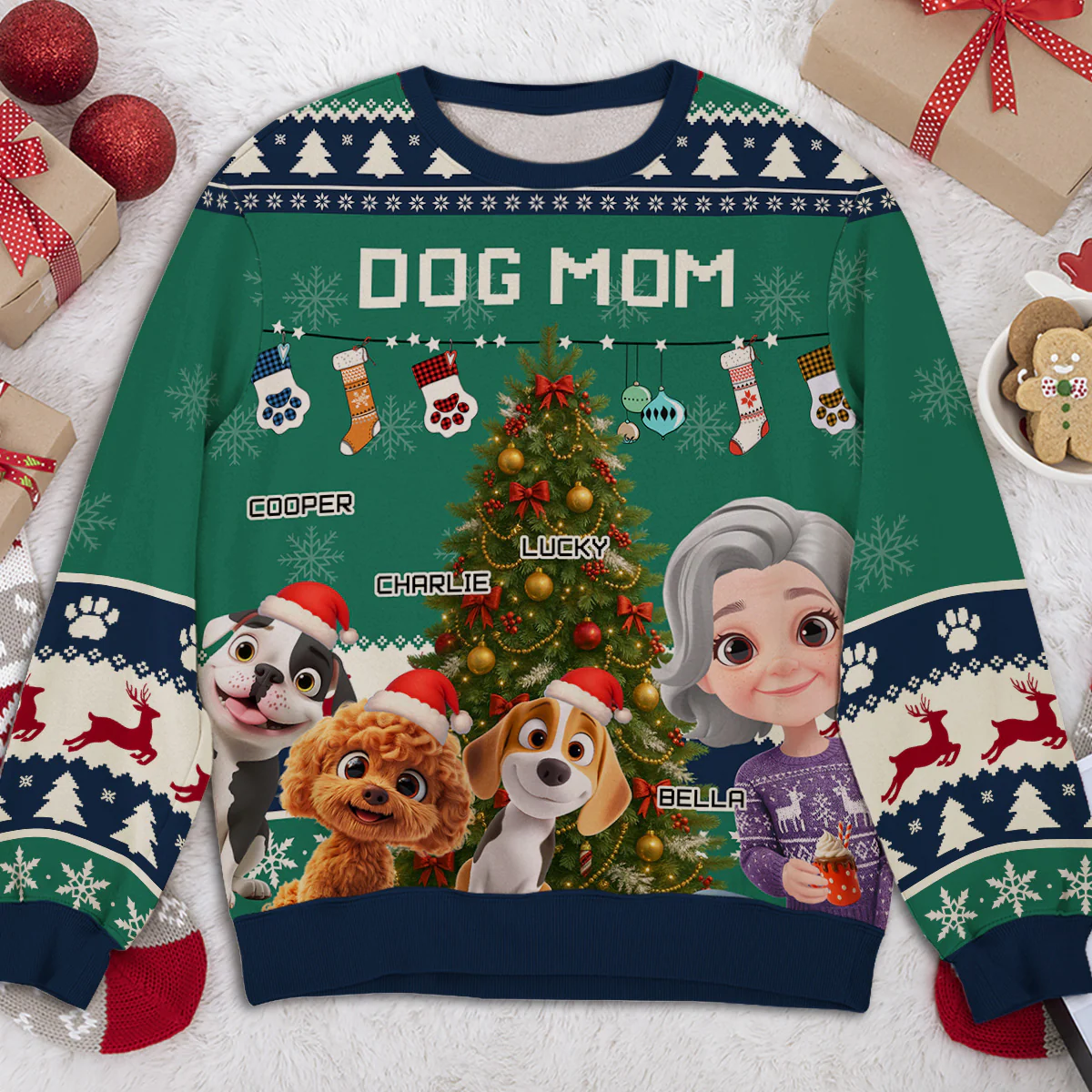 Dog Mom Dad This Pawliday - Personalized Custom All-Over-Print Sweatshirt - Image 3