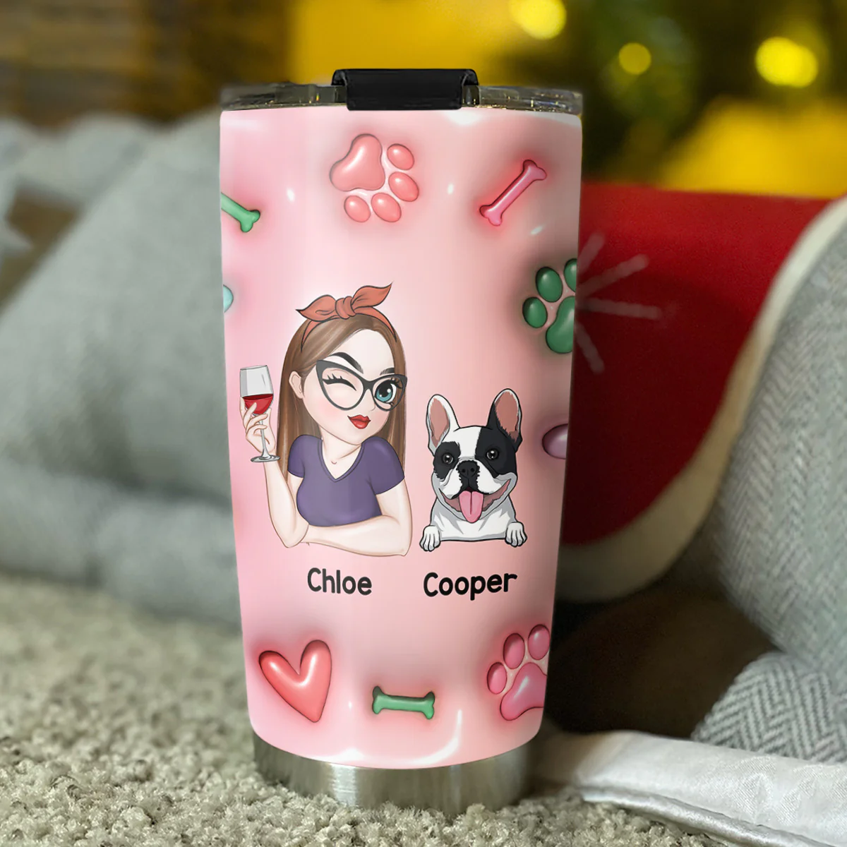 Dog Mom Era - Personalized Custom 3D Inflated Effect Tumbler - Image 2