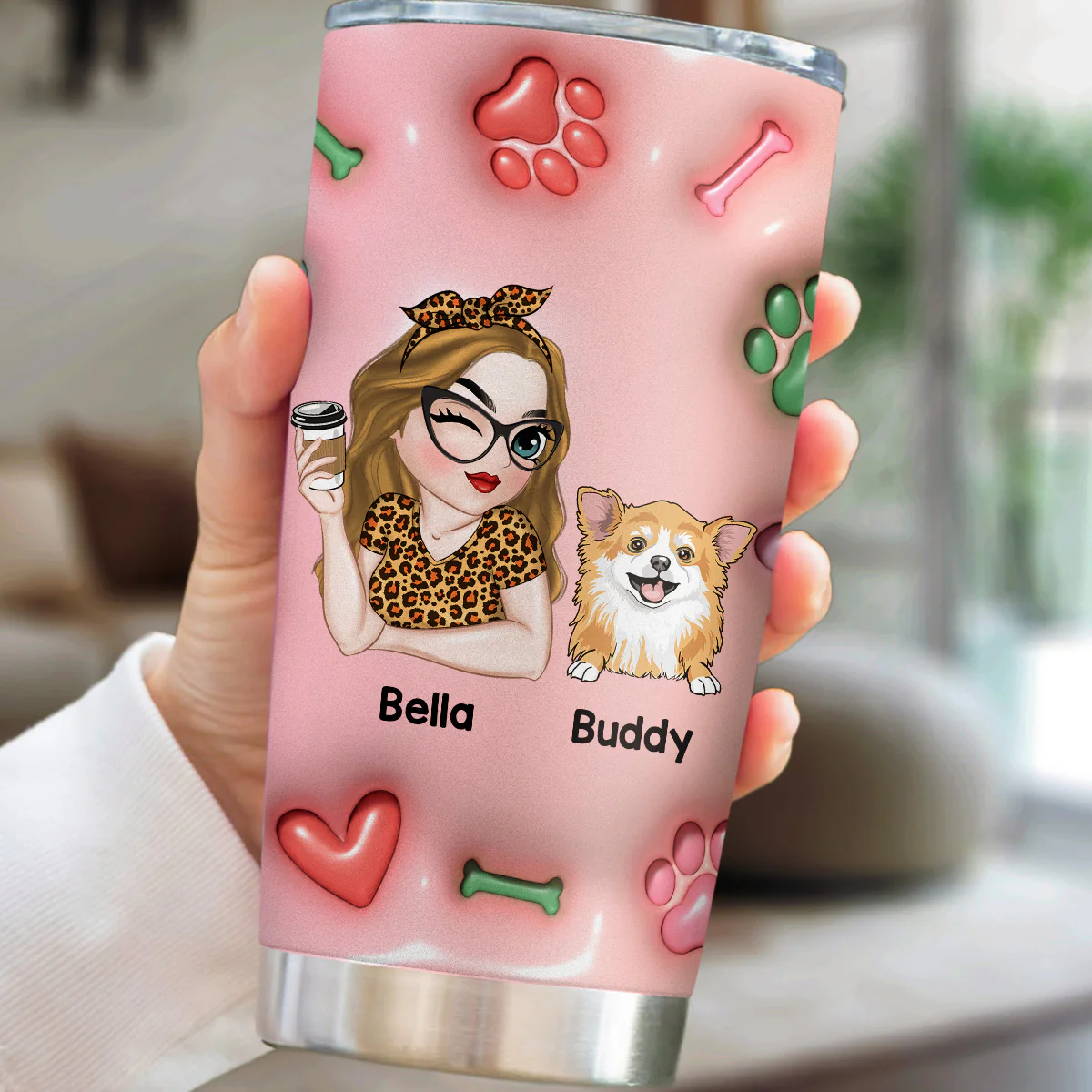 Dog Mom Era - Personalized Custom 3D Inflated Effect Tumbler - Image 3