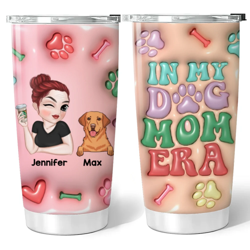 Dog Mom Era - Personalized Custom 3D Inflated Effect Tumbler - Image 6