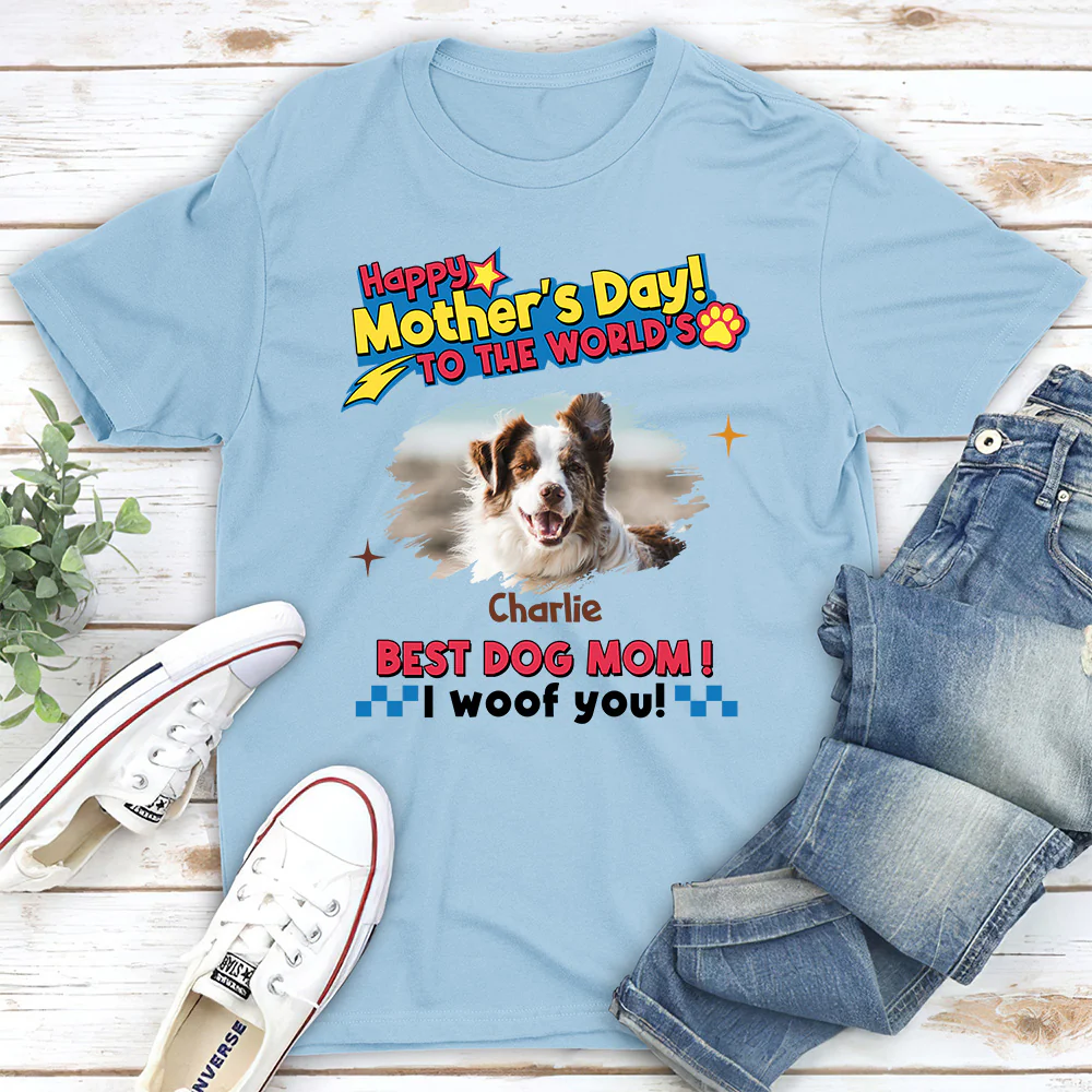 Dog Mom Forever Photo - Personalized Custom Unisex T-shirt - Image 3