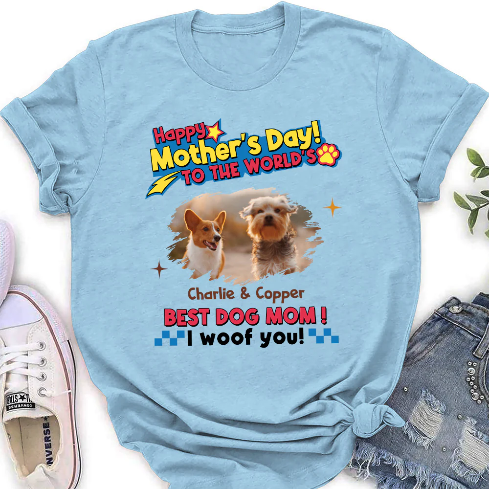 Dog Mom Forever Photo - Personalized Custom Women's T-shirt - Image 3