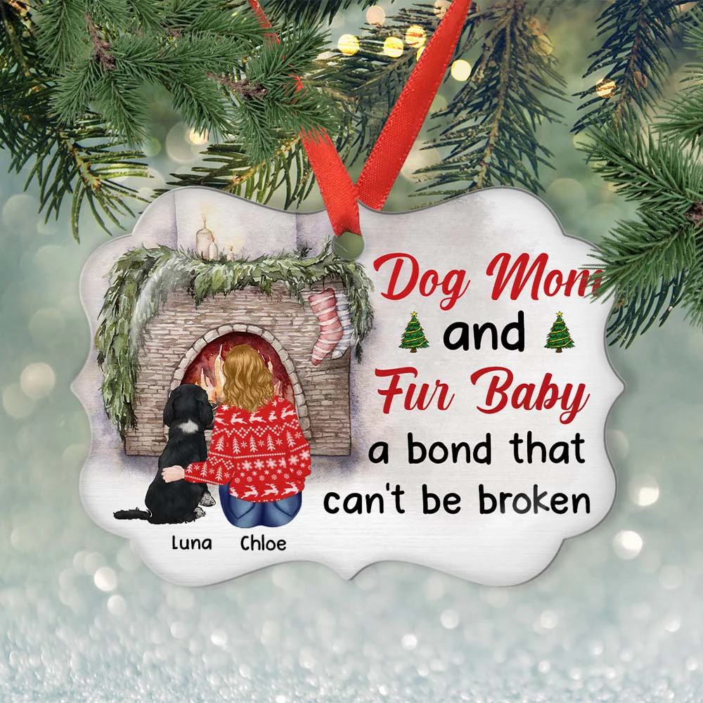 Dog Mom & Fur Baby - Personalized Custom Aluminum Ornament